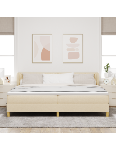 Letto a molle con materasso Crema 200 x 200 cm Tessuto