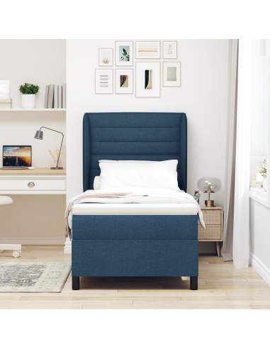 Letto a molle con materasso Blu 90 x 190 cm Tessuto