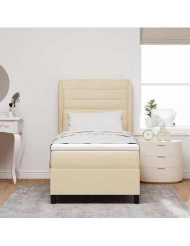Letto a molle con materasso Crema 100 x 200 cm Tessuto