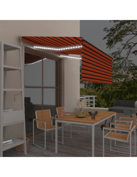 Tenda Automatica ParasoleLEDSensoreVento 3,5x2,5m ArancioMarrone