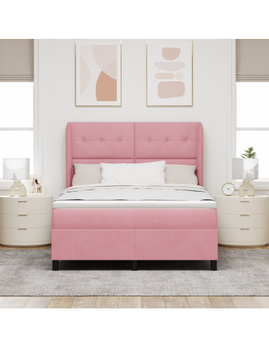 Letto a molle con materasso Rosa 200 x 160 cm Poliestere