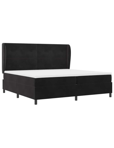 Letto a molle con materasso Nero 200 x 200 cm Poliestere