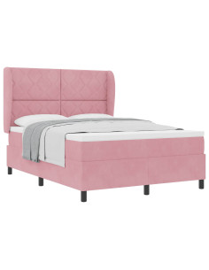 Letto a molle con testiera Rosa 200 x 160 cm Velluto 2