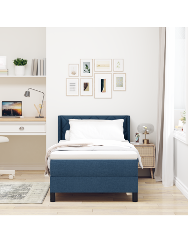 Letto a molle con materasso Blu 190 x 90 cm Poliestere
