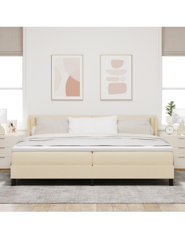 Letto a molle con materasso Crema 200 x 200 cm Poliestere