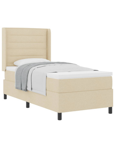 Letto a molle con materasso Crema 100 x 200 cm Tessuto