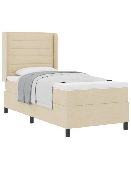 Letto a molle con materasso Crema 100 x 200 cm Tessuto