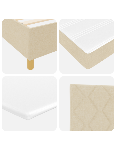 Letto a molle con materasso Crema 100 x 200 cm Tessuto