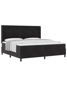 Letto a molle con materasso Nero 200 x 200 cm Velluto 2