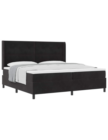 Letto a molle con materasso Nero 200 x 200 cm Velluto