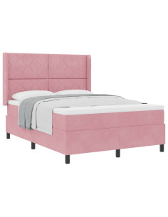 Letto a molle con materasso Rosa 160 x 200 cm Velluto 2