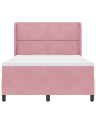 Letto a molle con materasso Rosa 160 x 200 cm Velluto
