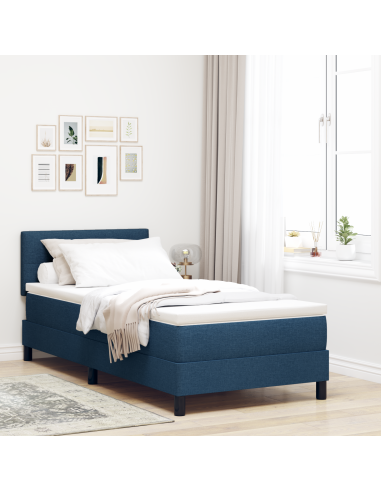 Letto a molle con materasso con led Blu 90 x 190 cm Tessuto