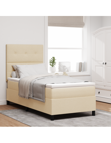 Letto a molle con materasso con led Crema 100 x 200 cm Tessuto