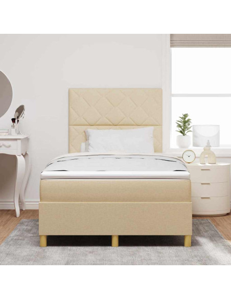 Letto a Sorgente LED con materasso Crema 120 x 190 cm Tessuto