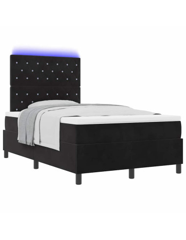 Letto a Sorgente LED con materasso Nero 120 x 200 cm Velluto