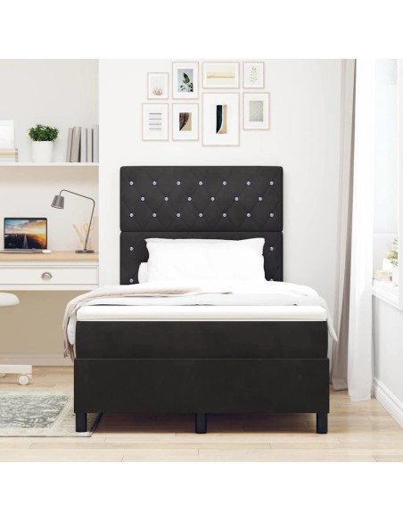 Letto a Sorgente LED con materasso Nero 120 x 200 cm Velluto