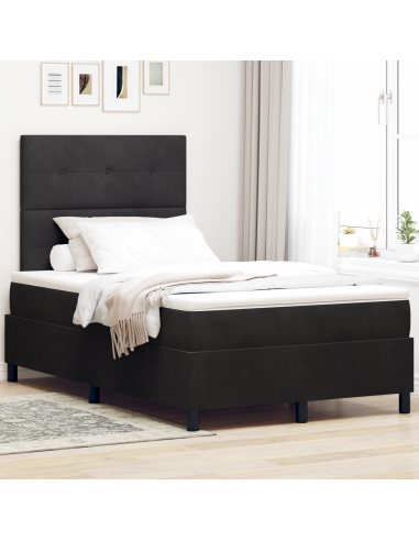 Letto a Sorgente LED con materasso Nero 120 x 190 cm Tessuto