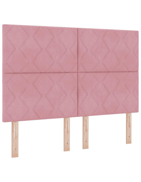 Letto a Sorgente LED con testiera Rosa 160 x 200 cm Velluto