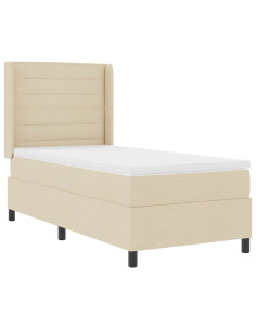 Letto a Sorgente LED con materasso Crema 100 x 200 cm Tessuto 2