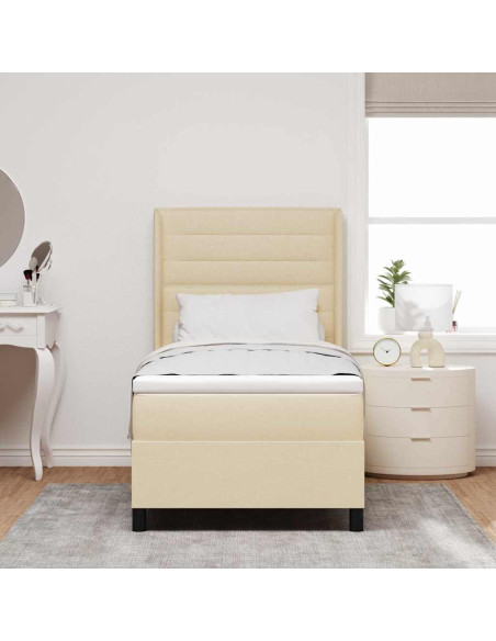 Letto a Sorgente LED con materasso Crema 100 x 200 cm Tessuto