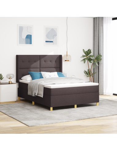 Letto a molle con materasso Marrone 140 x 200 cm Tessuto