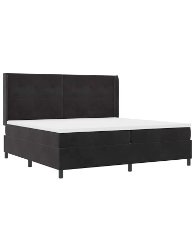 Letto a molle con materasso con led Nero 200 x 200 cm Velluto