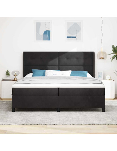 Letto a molle con materasso con led Nero 200 x 200 cm Velluto