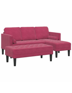 Set di divani con cuscino 2 pcs Rosso Vino Poliestere 2