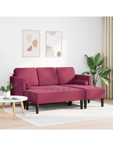 Set di divani con cuscino 2 pcs Rosso Vino Poliestere