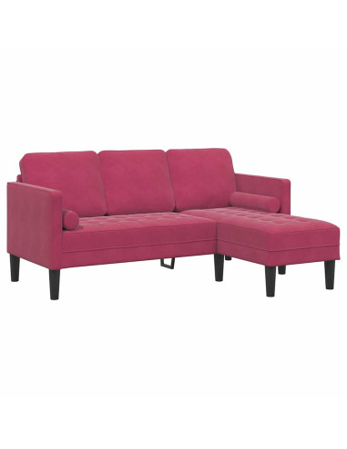 Set di divani con cuscino 2 pcs Rosso Vino Poliestere