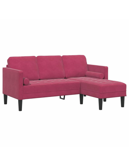 Set di divani con cuscino 2 pcs Rosso Vino Poliestere