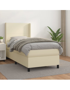 Giroletto a Molle con Materasso Crema 90x190 cm in Similpelle