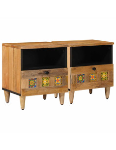 Armadio da Notte con cassetto 2 pcs Naturale 40 x 33 x 46 cm