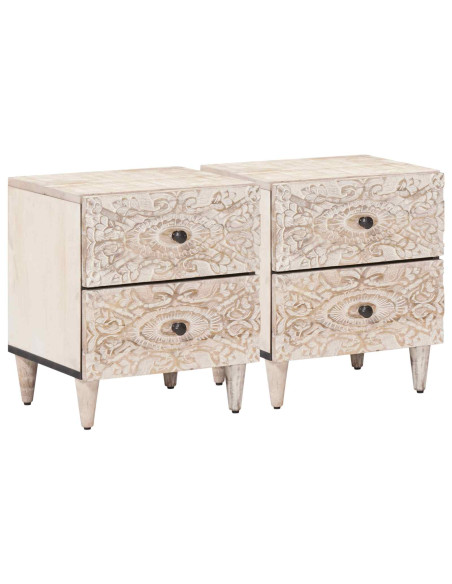 Armadio da Notte con cassetto 2 pcs Bianco 40 x 33,5 x 46 cm
