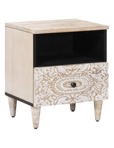 Mobiletto da Letto con cassetto Bianco 40 x 33 x 46 cm