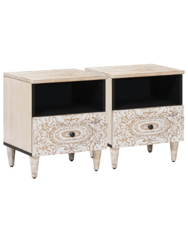 Mobiletto da Letto con cassetto 2 pcs Bianco 40 x 33 x 46 cm