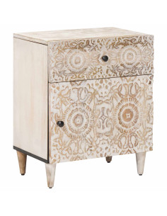 Mobiletto da Letto con cassetto Bianco 50 x 33 x 60 cm