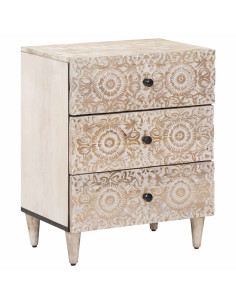 Mobiletto da Letto con cassetto Bianco 50 x 33 x 60 cm