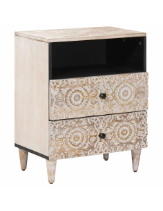 Mobiletto da Letto con cassetto Bianco 50 x 33 x 60 cm