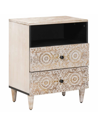 Mobiletto da Letto con cassetto Bianco 50 x 33 x 60 cm