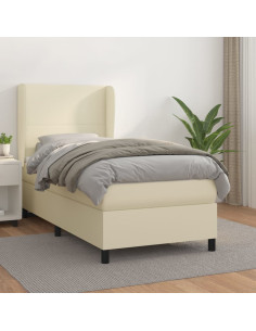 Giroletto a Molle con Materasso Crema 80x200 cm in Similpelle