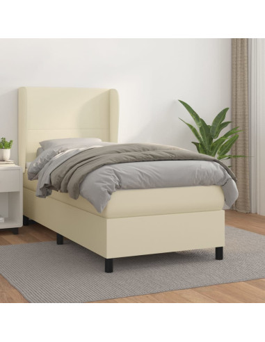 Giroletto a Molle con Materasso Crema 90x190 cm in Similpelle