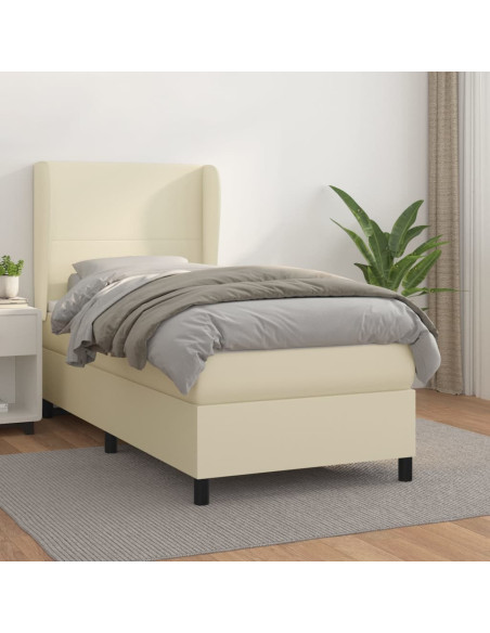 Giroletto a Molle con Materasso Crema 90x190 cm in Similpelle