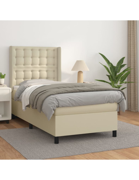 Giroletto a Molle con Materasso Crema 90x190 cm in Similpelle