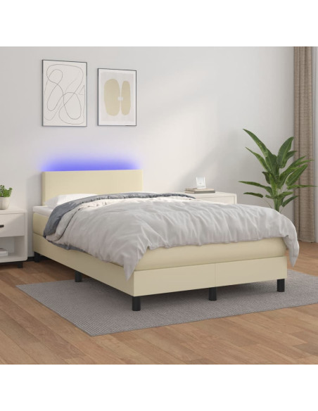 Giroletto Molle con Materasso e LED Crema 120x200cm Similpelle