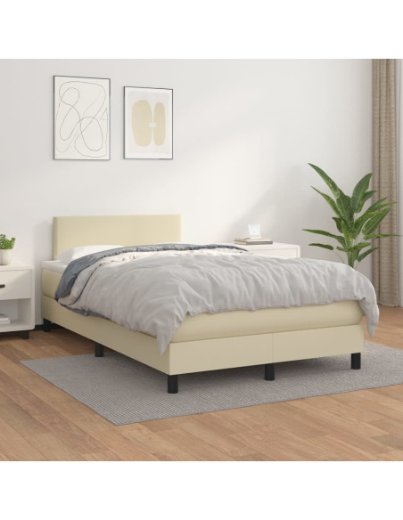 Giroletto a Molle con Materasso Crema 120x200 cm in Similpelle