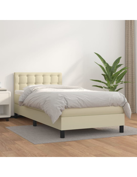 Giroletto a Molle con Materasso Crema 80x200 cm in Similpelle