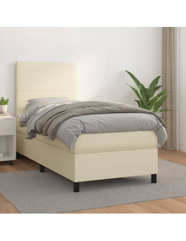 Giroletto a Molle con Materasso Crema 90x190 cm in Similpelle