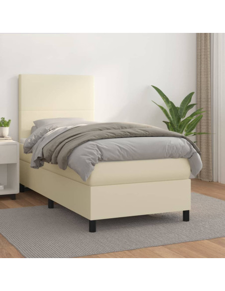 Giroletto a Molle con Materasso Crema 90x190 cm in Similpelle